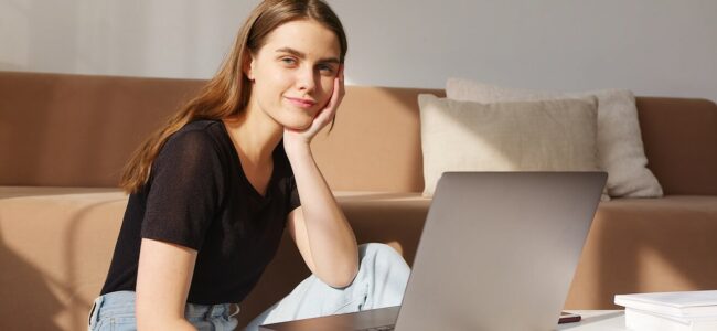 Actress on a video call