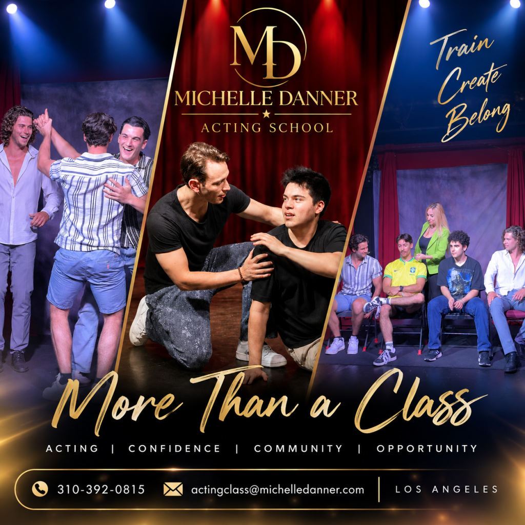 Adult acting students training in an acting class and performing live in Los Angeles