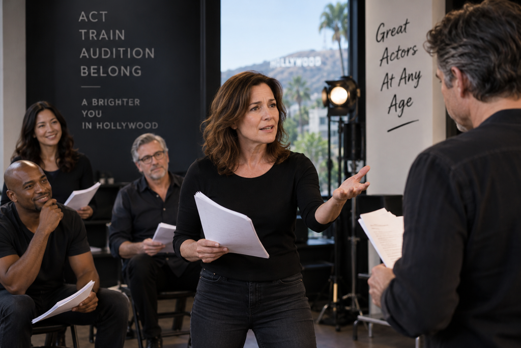 Adult acting students training for film and television in a Los Angeles acting class